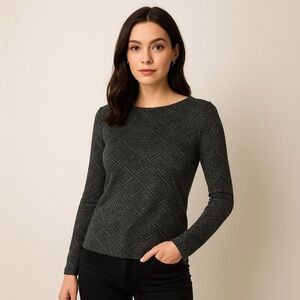 Only Black Sparkle Boat Neck Long Sleeve Cut-out Back Party Shirt